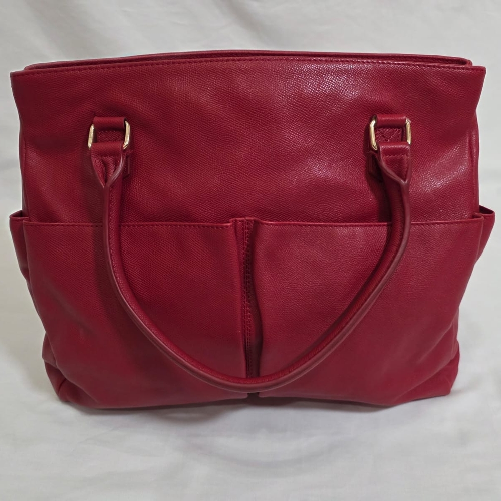 Levenger Red Leather Tote Shoulder Bag
